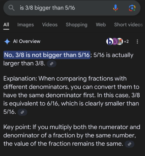 AI Overview gets math wrong
